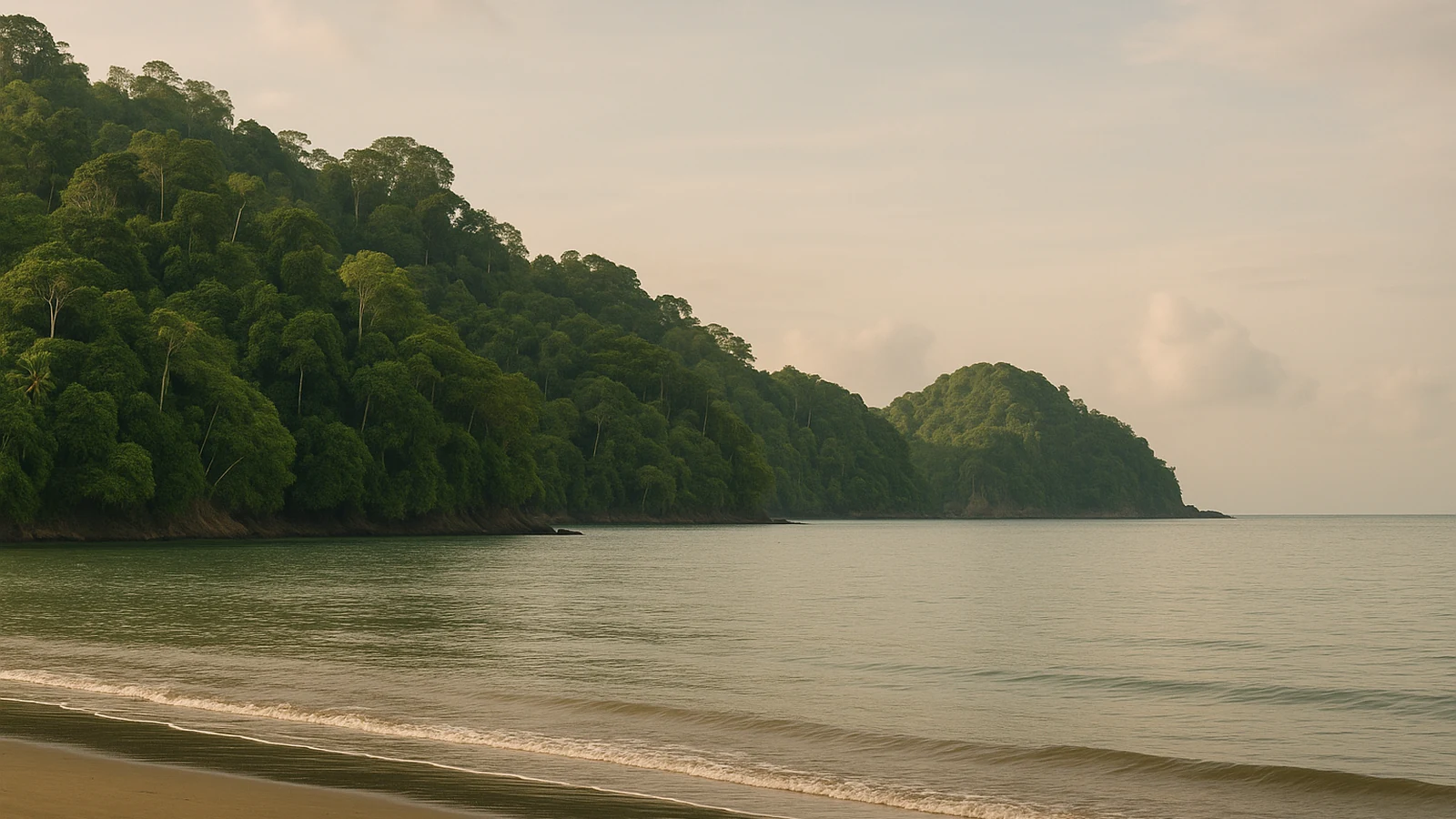 Costa verde de Uvita y Ojochal, con selva hasta el mar cerca del Parque Marino Ballena, Costa Rica